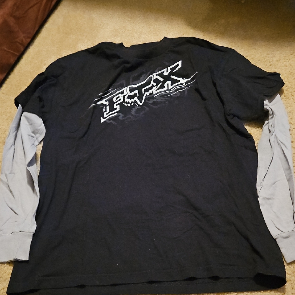 Vintage Fox Mens Black and Gray Long Sleeve Tee